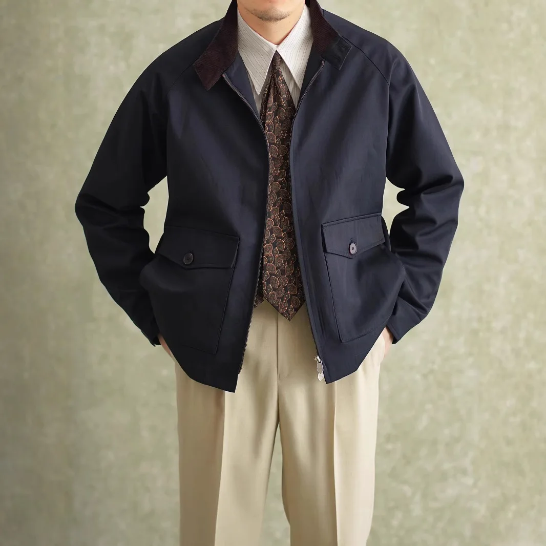 

Мужская одежда в стиле ретро American Sle, повседневный топ с воротником-пилотом, водонепроницаемая верхняя одежда для поездок на работу, городская весенне-осенняя верхняя одежда