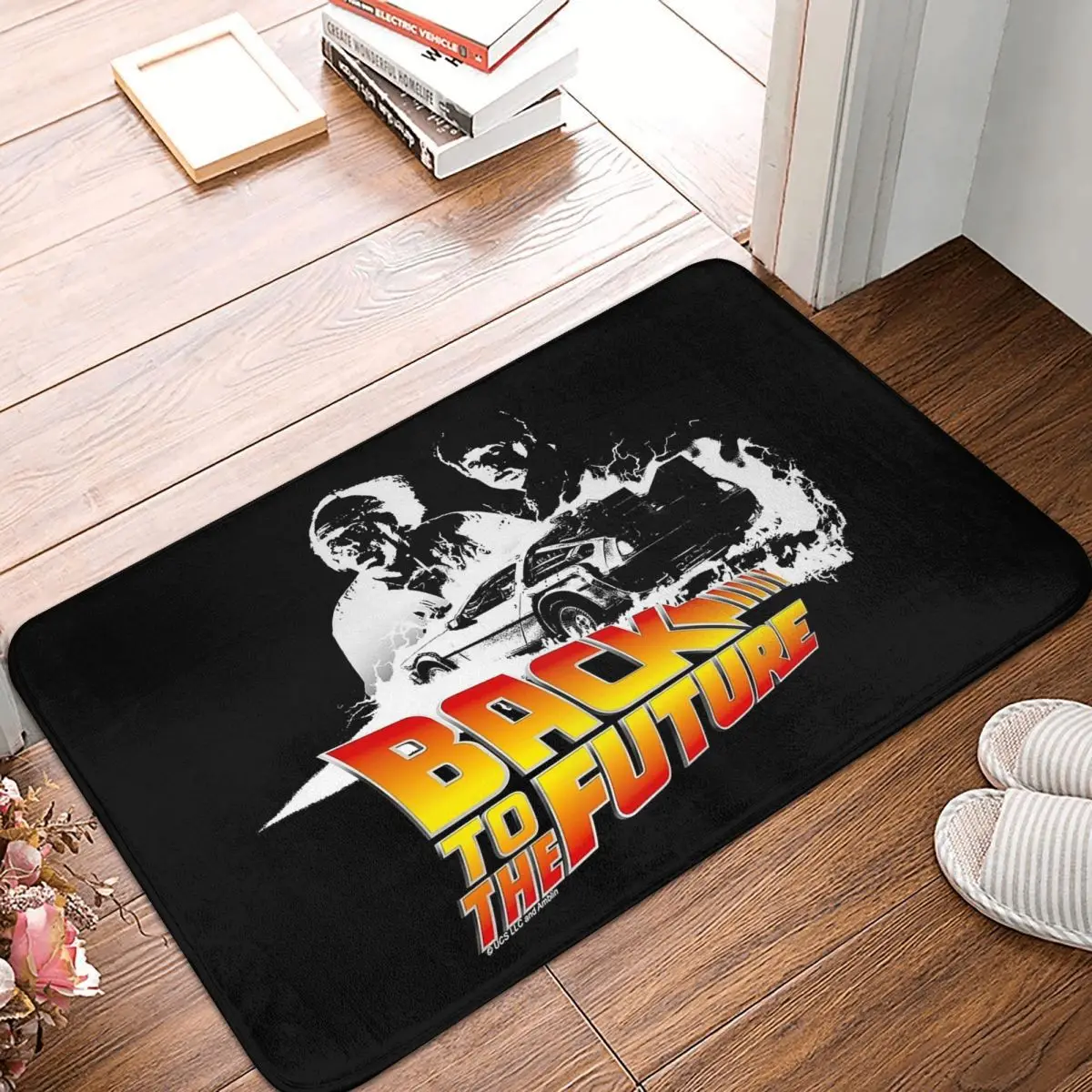 Back To The Future DeLorean Fire Tracks Anti-slip Doormat Floor Mat Carpet Rug for Kitchen Entrance Home Balcony Footpad Mats