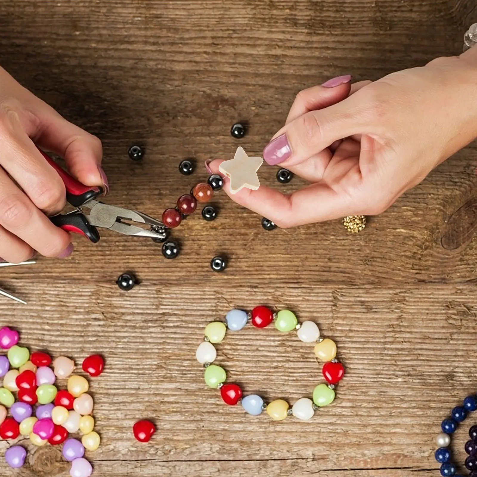 

100Pcs Five Pointed Star Wooden Beads DIY Craft Supplies for Jewelry Making Handmade Accessories Decorative Projects 0.8 Inch