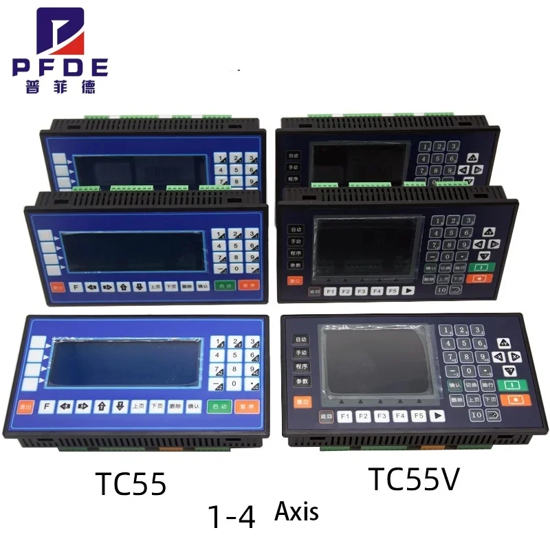 Sterownik CNC TC55V 1/2/3/4 osiowy, programowalny sterownik ruchu z kolorowym wyświetlaczem LCD 3,5 cala do frezarki CNC, serwomotorów i silników krokowych.