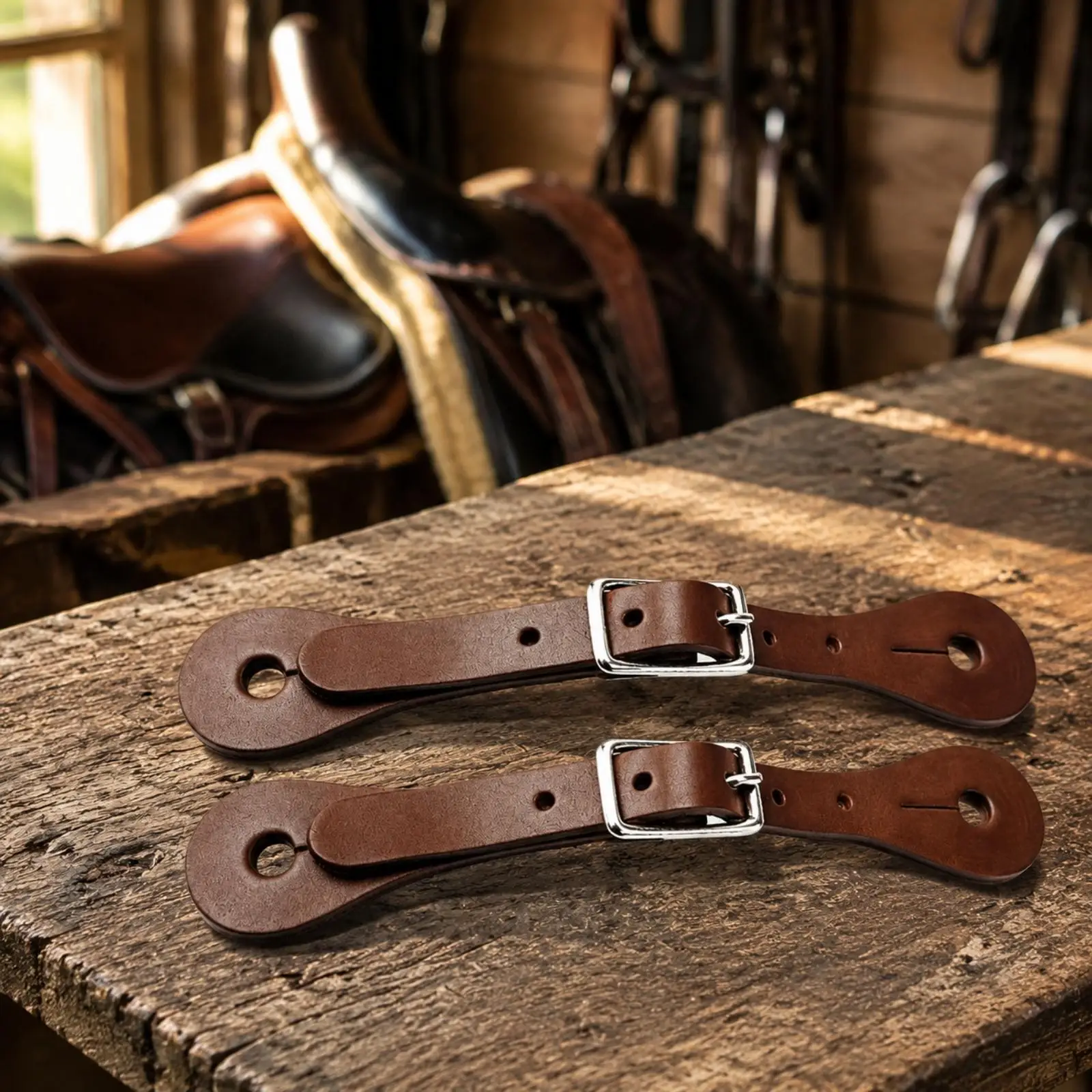 Adjustable Leather Spur Strap for Horse Riding Boots with Sturdy Buckle Equestrian Equipment for Arena Use