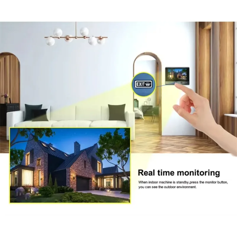 Home Wireless Video Doorbell 2.4GHz Office Wireless Video Intercoms with 7 Inch Display Video Door Intercom Phone for Apartment