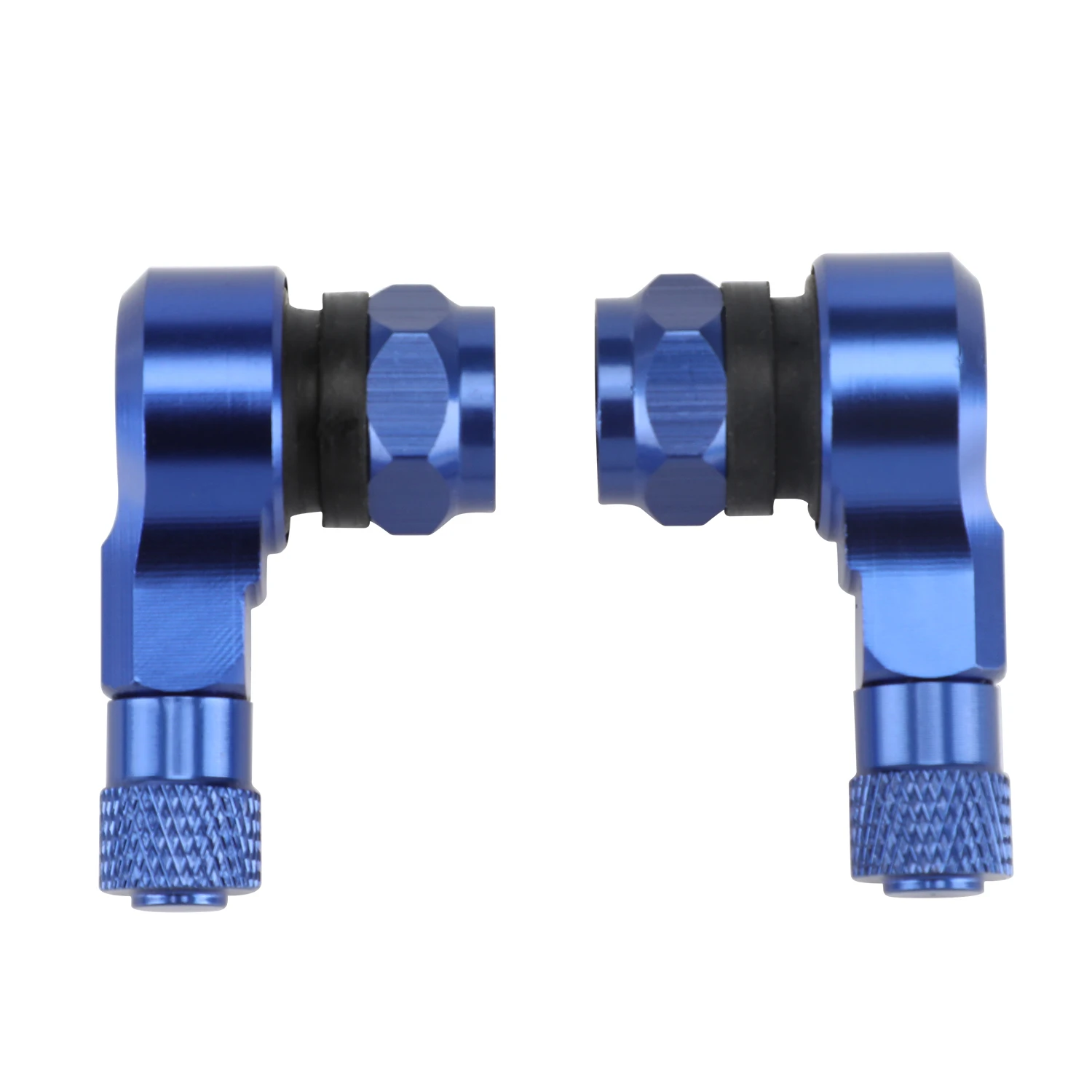 Motorcycle CNC Universal Bule 2PCS Rim Wheel Valve Stems Tire Tyre Cap 90 Degree For YAMAHA YZF R1 R6 FZ1 FZ6 FAZER T-MAX FJR