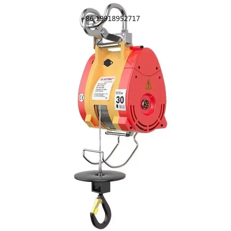 Portable Electric Wire Rope Hoist 300kg Load Capacity 30M Cable Remote Control Double Hook Small Crane for Use JJ284