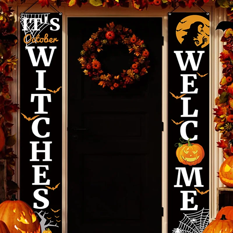 1-5PCS New Halloween Couplets Indoor Home Decor Party Flags Halloween Party Decoration Flags Ghost Horror Halloween