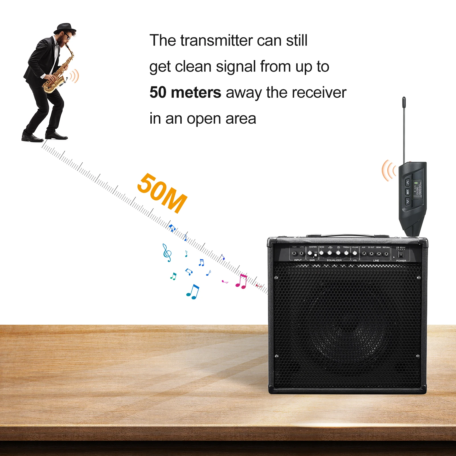 Saxofoon UHF draadloos microfoonsysteem TFT digitaal display Clip-on microfoon voor saxofoon trompetopname Live optreden