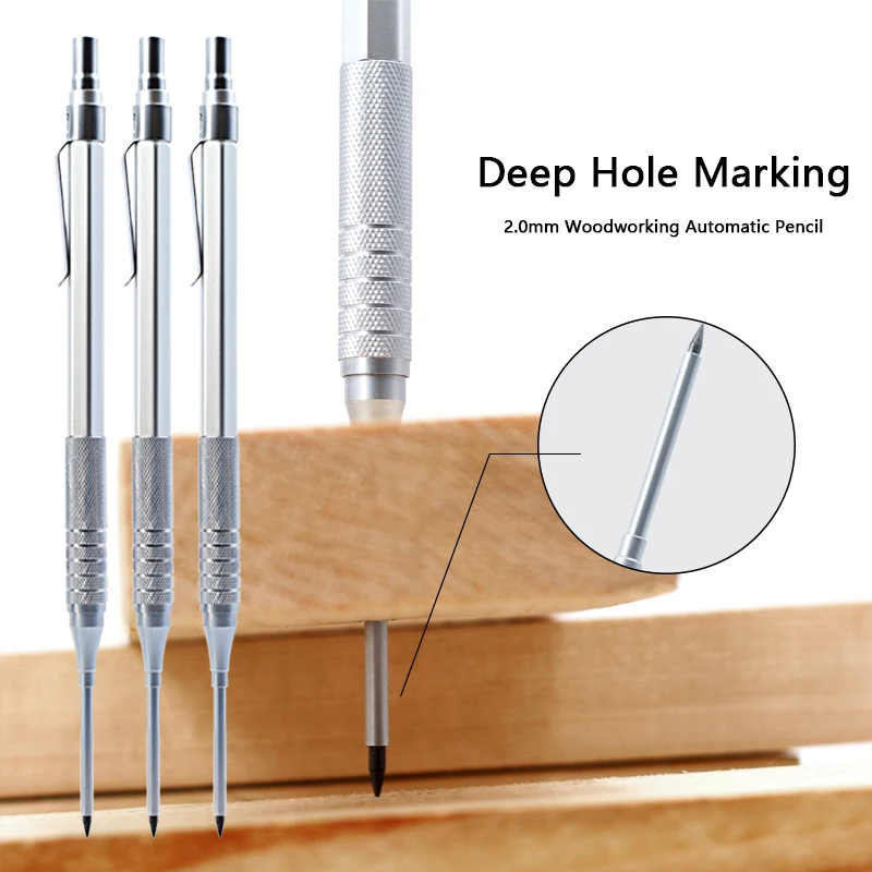 Deep Hole Mechanical Pencil or Refill Leads, 2.0mm Anti Slip Soft Set Grip Handle Automatic Pencil Engineer Drawing Marking Tool