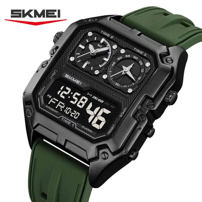 SKMEI 2580 Men's Electronic Watch Multifunctional Alarm Clock Calendar Stopwatch Luminous Silicone Strap Fashion Watches for Man
