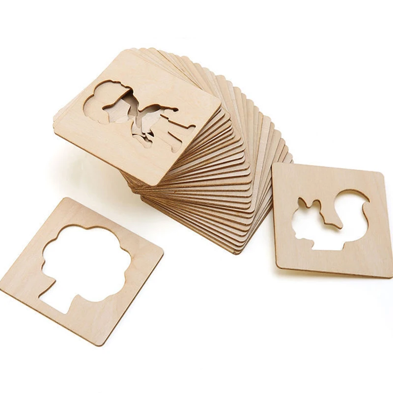 

Bview Art 32pcs Wooden Stencils Kit, Kids DIY Painting Tools with Doodle Templates, Educational Gift for Children ﻿