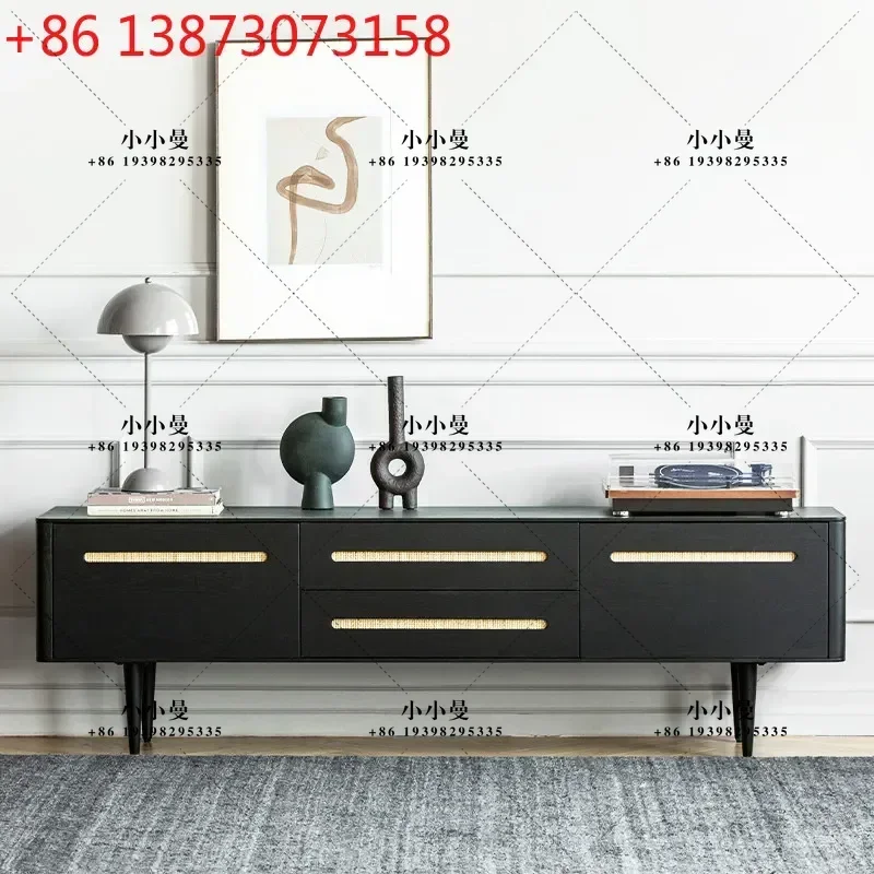 Nordic solid wood TV cabinet designer original minimalist wabi sandy wind small apartment living room home