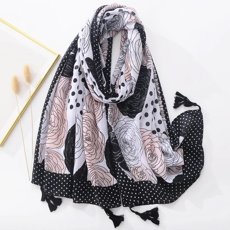 Muslim Woman Hijab Fashion Tassel Scarves For Ladies High Quality Shawl Scarf Pashmina Stole Bufandas Female Foulard Beach Towel