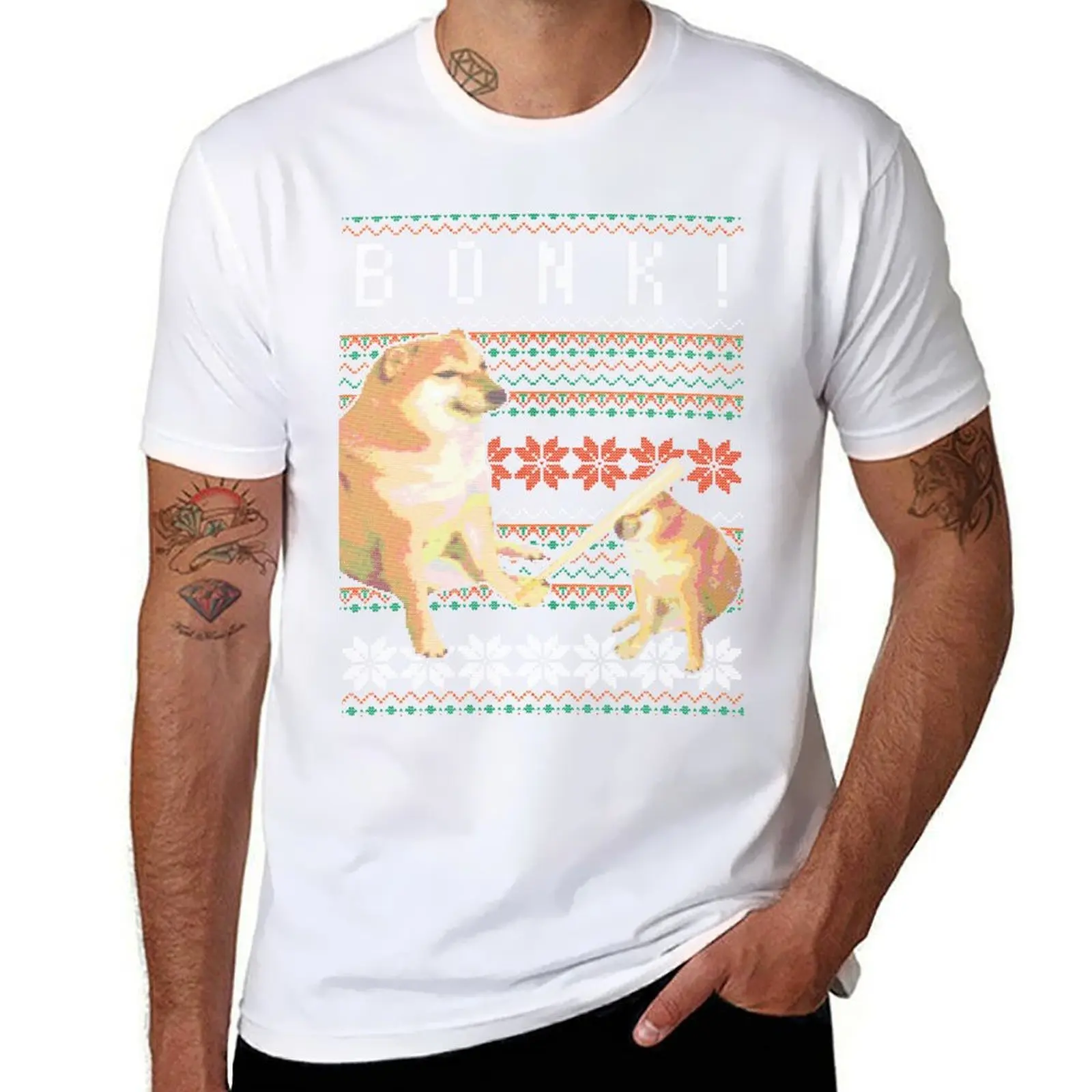 

Bonk! Cheems Doge Ugly Christmas Sweater T-Shirt t shirt personalised man t shirts high quality luxury brand T-Shirt
