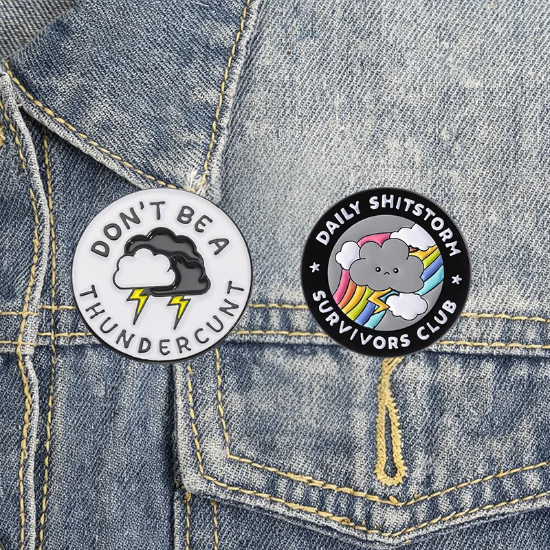 Wetter-Stimmungs-Emaille-Abzeichen-Set Regenbogen Wolke Regen Donner Zitat Legierungs-Brosche Schmuck-Accessoires Geschenke für Introvertierte – Detail 7