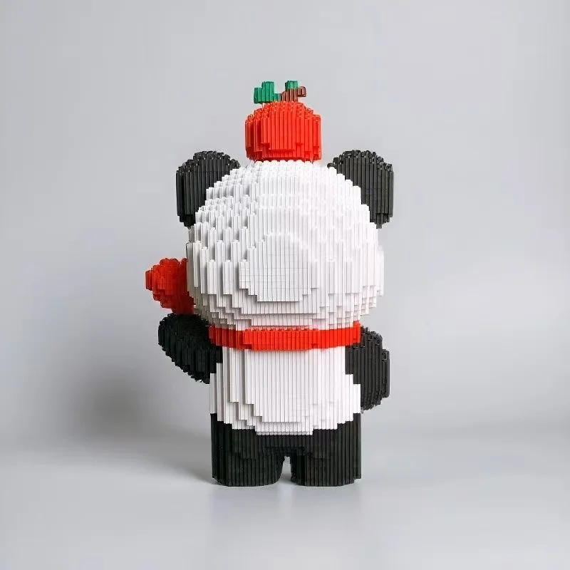New Cute Top Apple Love Panda Assembled Building Blocks Toy Children's Birthday Gift Desktop Decoration view 6