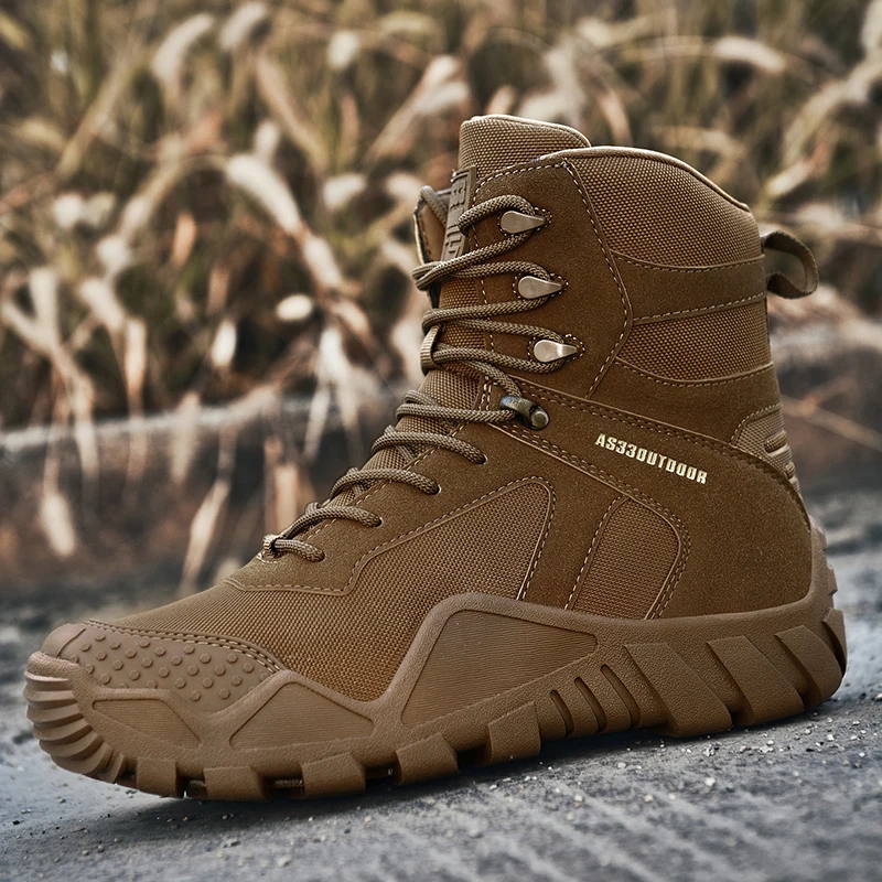 HIKEUP herren Winter Stiefel Outdoor Wilden Praxis Feld Kampf Military Sport Männer Wanderschuhe Warme Trekking Leder Stiefel