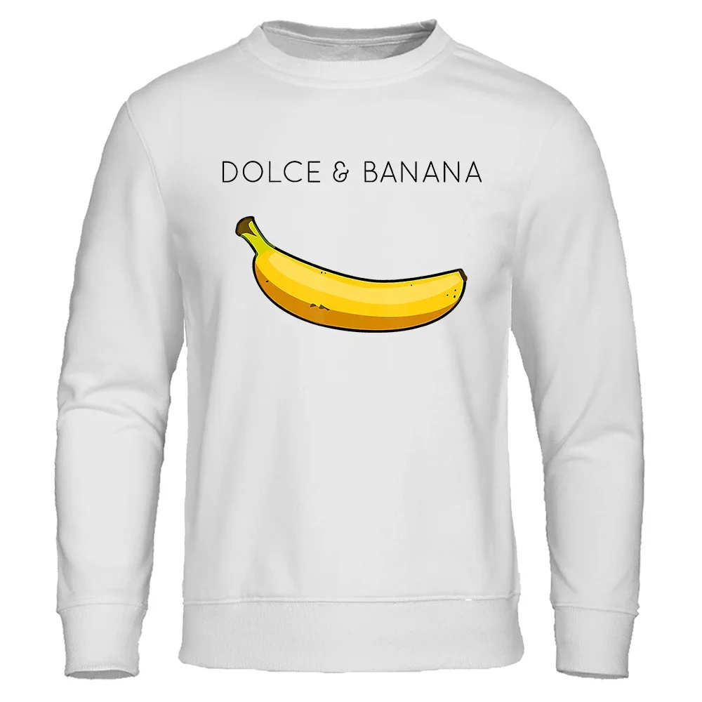 Dolce & Banana Cute Print Hoody Men Casual Fashion Casual Streetwear Hip Hop O-Neck Hoodie Fleece Pullover Hoodies Warm Clothes