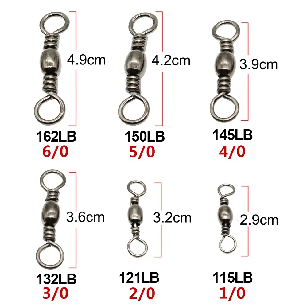 100Pcs Fishing Barrel Swivels 115-162LB Rolling Fishing Swivel with Solid Ring for Big game Shark Tuna Bass Fishing Connector