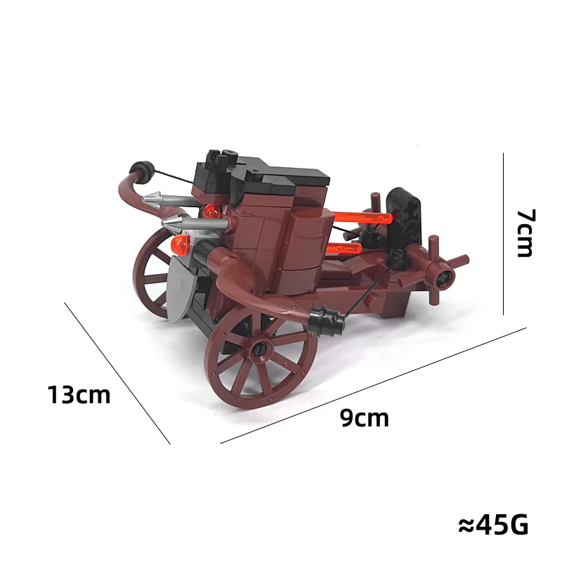 MOC Model starożytny wózek kuszy średniowieczna broń klocki do budowy cegły części akcesoria DIY rydwanki zabawki dla dzieci