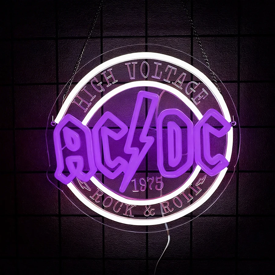 Rockband Neonbord voor wanddecoratie, muziek LED verlichte lichtreclame voor slaapkamer, live muziek, rock'n'roll, feest, podium, club, bar, mancave, studio