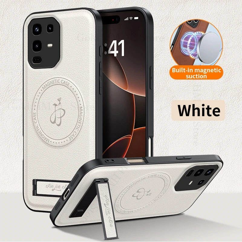 

Luxury Leather Magnetic Kickstand Case for Infinix Note 50s 50x Spark 40 50 Pro Plus For Magsafe Stand Cover For Camon 40 Pro 5G