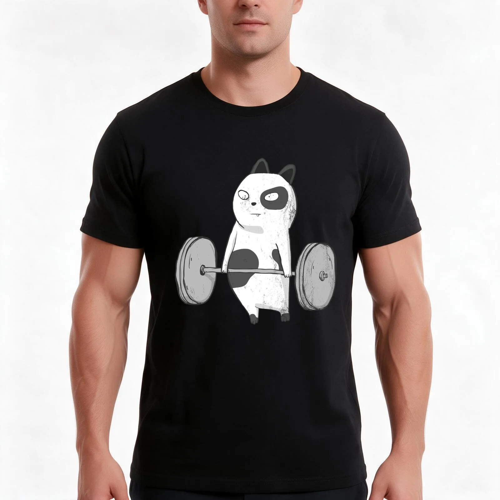 Cat Deadlift Powerlifting T-Shirt Summer Casual Cotton Tee Oversized Streetwear Tops Vintage Graphic Print Unisex Men Women