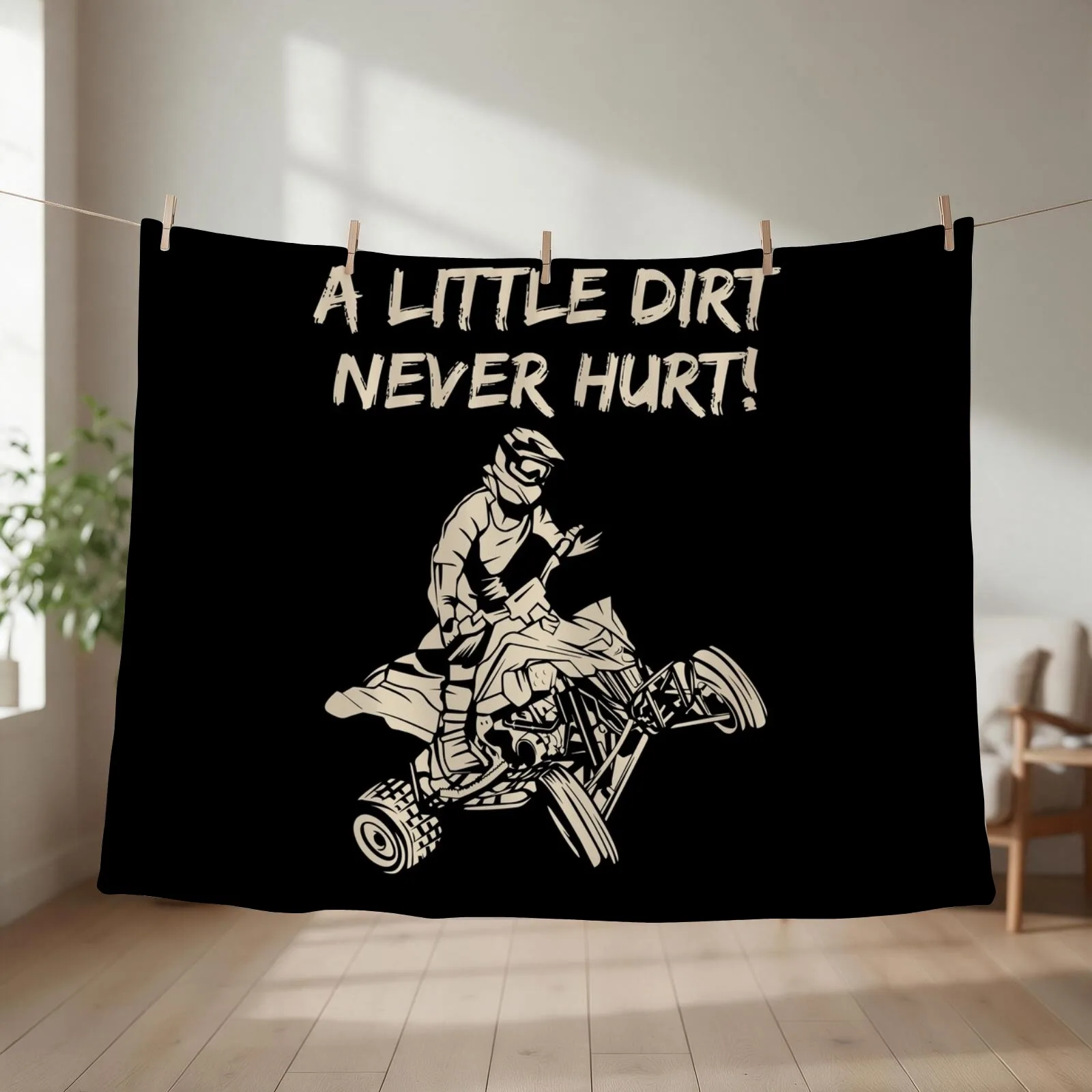 ATV Quad A Little Dirt Never Hurt Four Wheeler Racing Design Throw Blanket Vintage Thermals For Travel Furry Cute Plaid Blankets