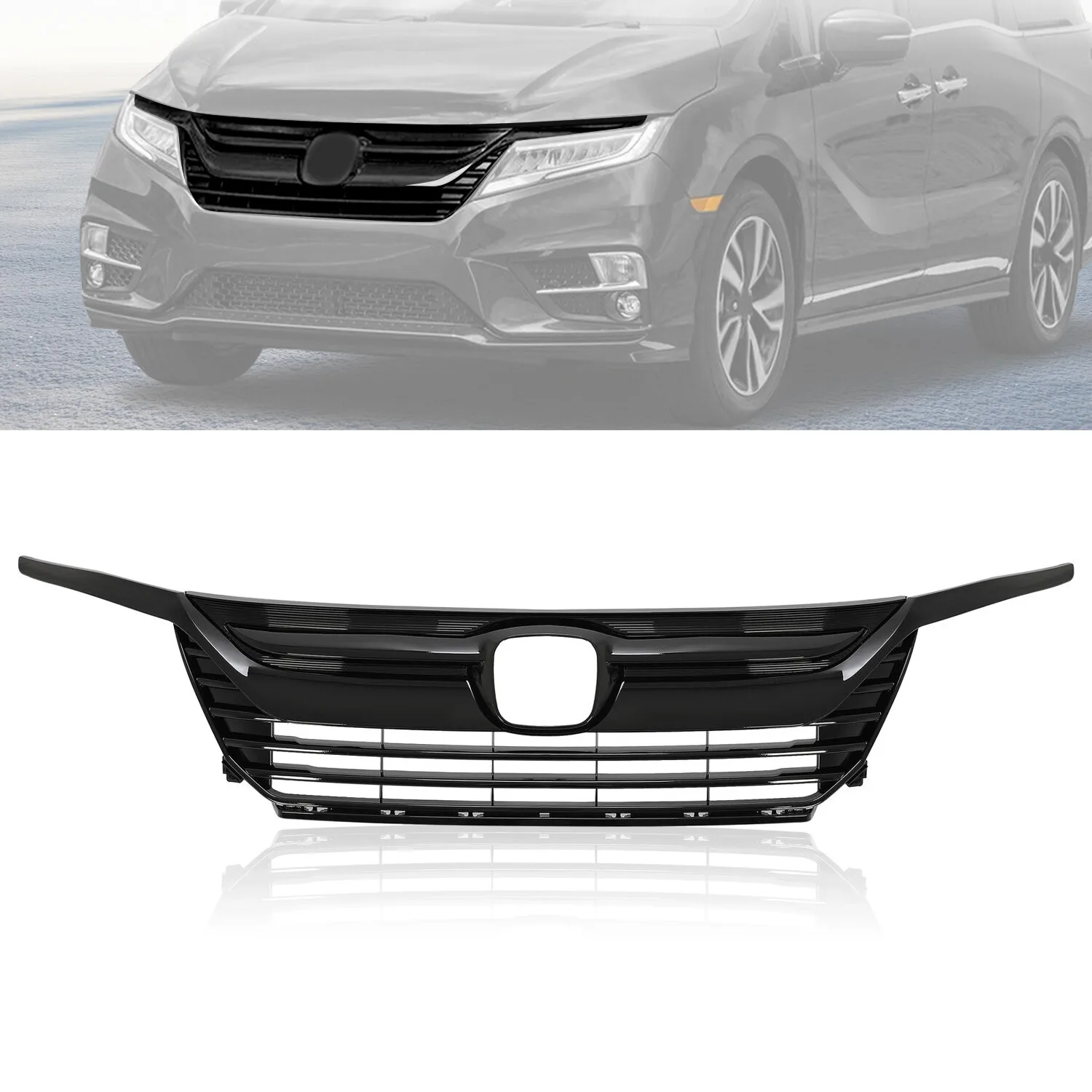 

For Honda Odyssey 18-20 #HO1200232 Front Upper Grille w/Headlight Eyelid Molding