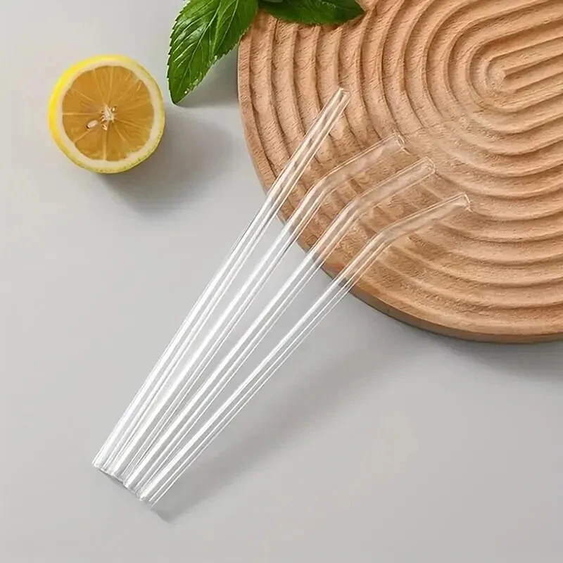Reusable Glass Straw Set High Borosilicate Smoothie Cocktails Straw Healthy Eco Friendly Drinking Straw With Cleaning Brush