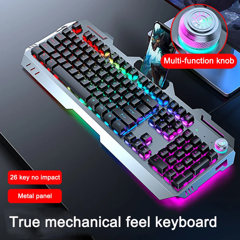 Retro Mechanical Keyboard And Mouse Set GX810 Gamer Keyboard Backlit Keyboard ABS keycap 104 Keys USB Wired Gaming Keyboards RGB