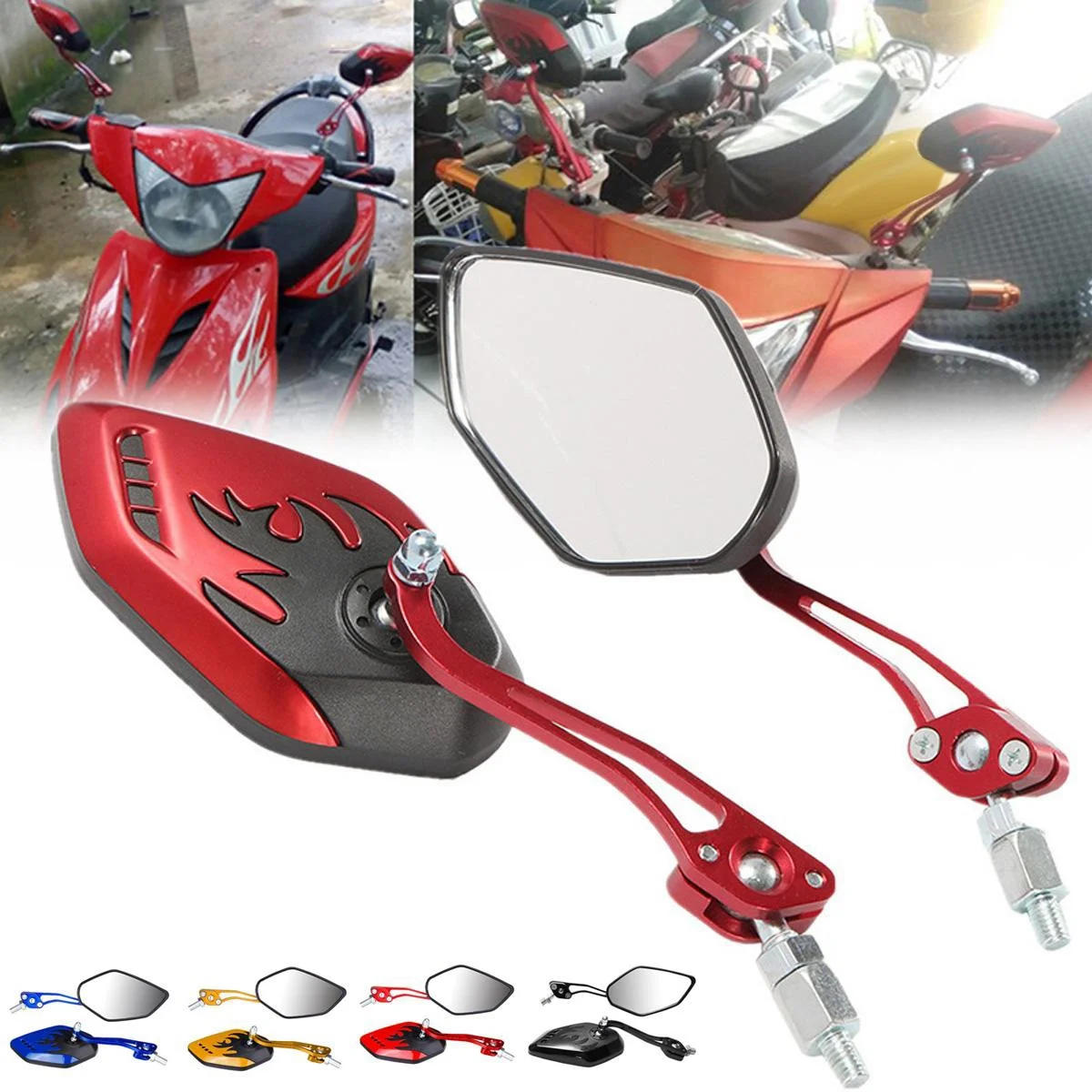 2PCS/Set Universal Motorcycle Rearview Mirrors Motorbike 360 Degree Rotation Motorcycle Motorbike Scooter Side Mirrors 8 / 10Mm