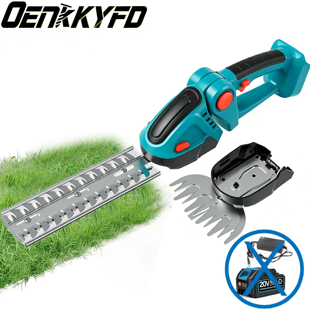 ONEKFYFD 2in1 200MM Electric Hedge Trimmer Cordless Pruning Saw Lawn Mower Garden Cutting Tools for Makita 20V Battery Pin