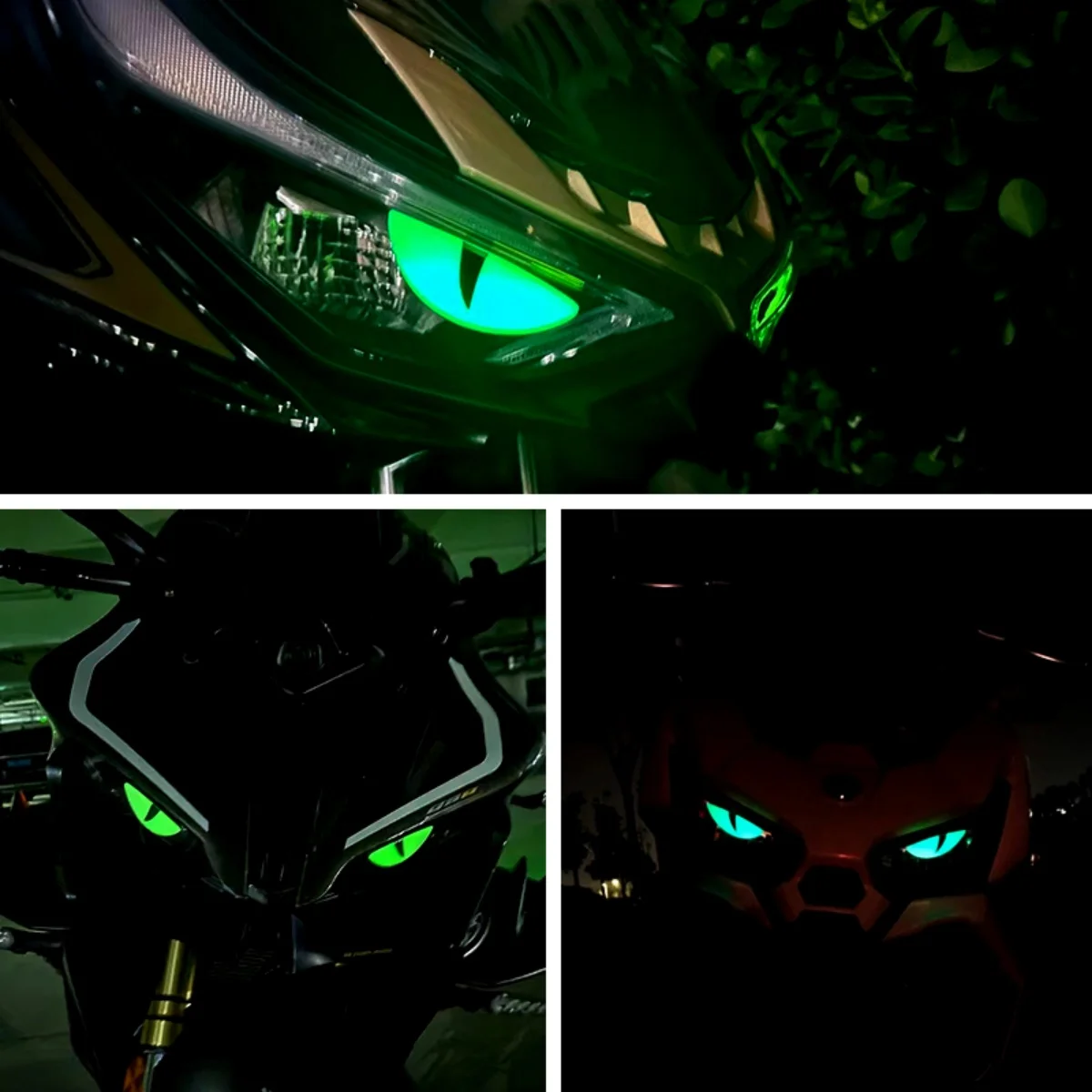 3D Luminous Vinyl Motorcycle Reflective Sticker Cute Eyes Scooter Windshield Decal Accessories For BMW Honda Yamaha Suzuki Vespa