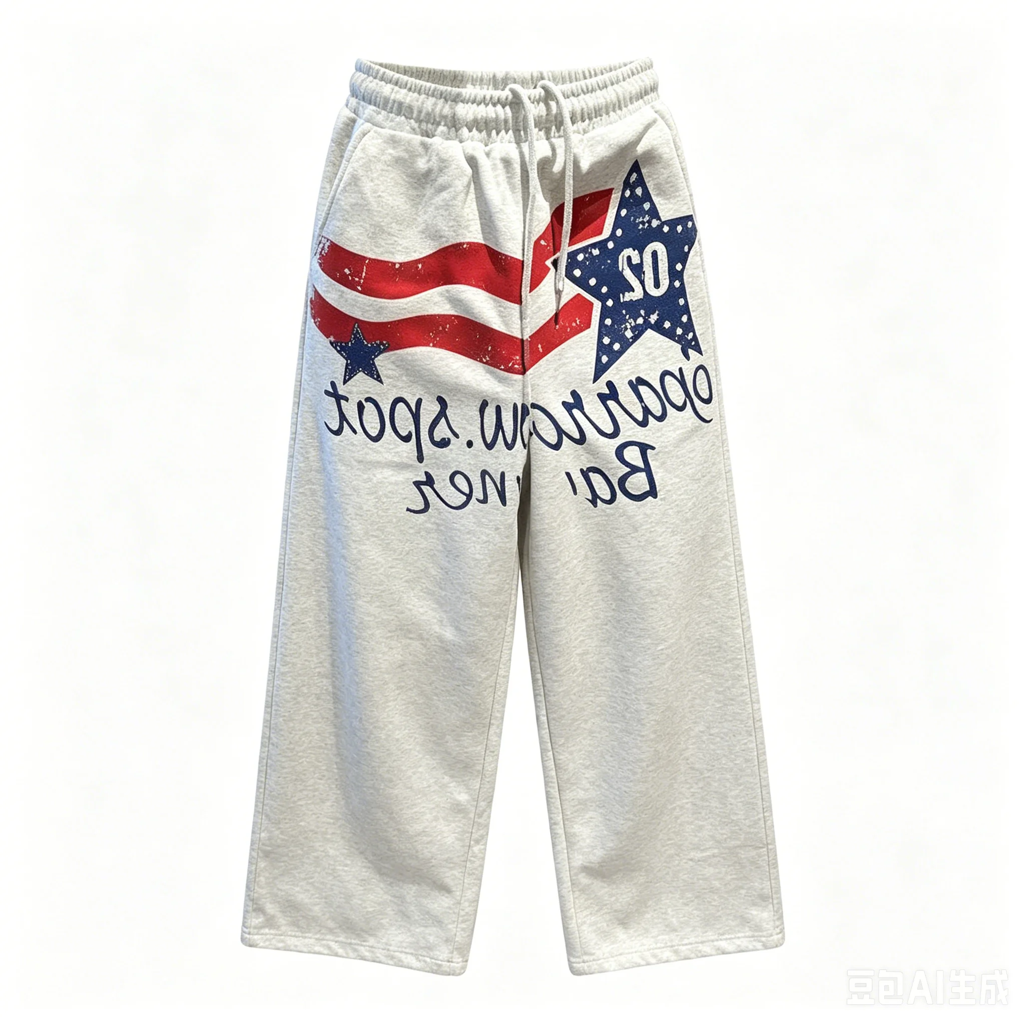 

Y2K College American Hip-hop Goth Print Drawstring Wide Leg Sweatpants Loose 90s High Street Sports Trousers Floor Length Pants