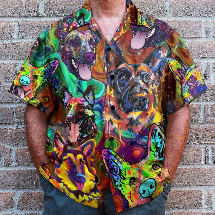 

Funny Animal dogs 3D Print Beach Shirts For Man Short Sleeve Bear Lapel Blouses Hawaiian Tops Men's Clothing Button Up Shirts