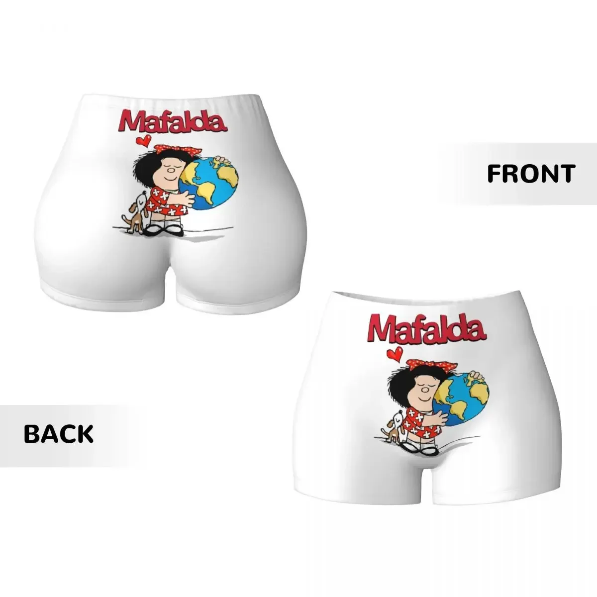 Personalizado mafalda mundo e seu filhote de cachorro treino correndo shorts de vôlei feminino quino comic dos desenhos animados ginásio yoga shorts