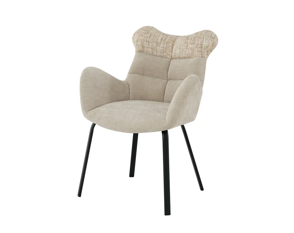 

Living Room Single Accent Chair Fabric Cover Foam Seat White Accent Chair With Metal Legs