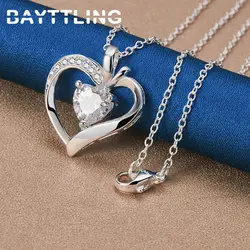 Fashion 925 Sterling Silver 16-30 Inches Fine Heart Zircon Necklace Woman Wedding Girlfriend Charm Temperament Gift Jewelry