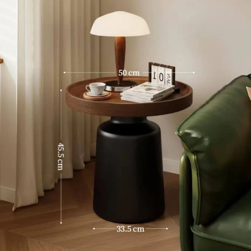 Mid-Century Modern Round Nightstand Bedroom Bedside Table Circular End Table for Living Room with Storage Shelf Home Furniture