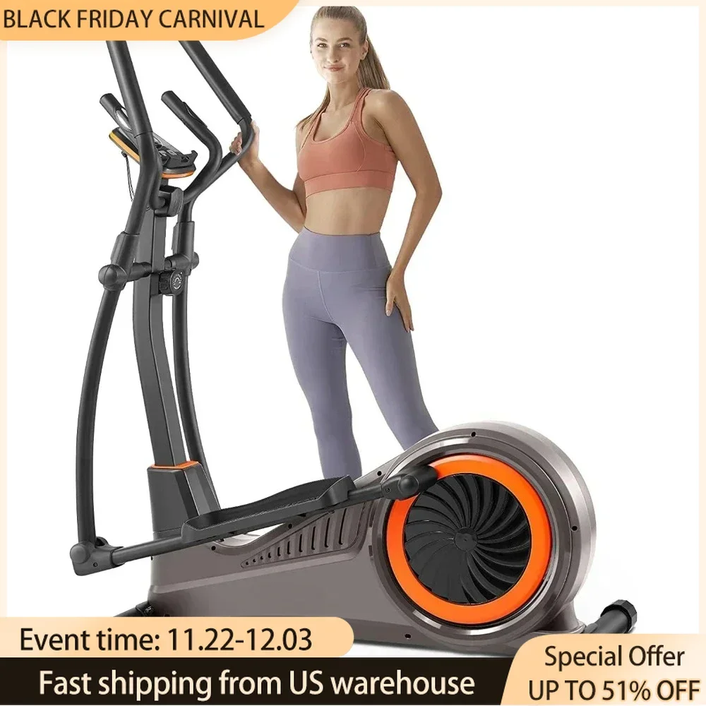 Elliptical Trainer Machine, Quiet Magnetic Driving System, 15.5IN-18IN Stride, 16 Resistance Levels, 400LBS Loading Capacity