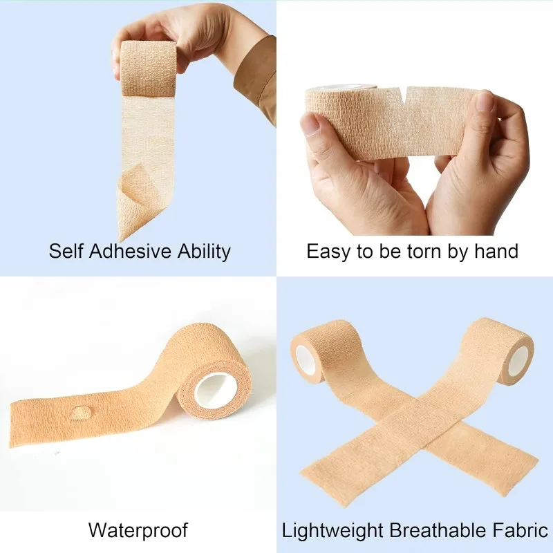 EYFL-Wrap Breathable Cohesive Self-Adhesive Bandage Roll 12-Pack Elastic Tape For Pets, Wrist, Knee, Ankle Athletic, Sports