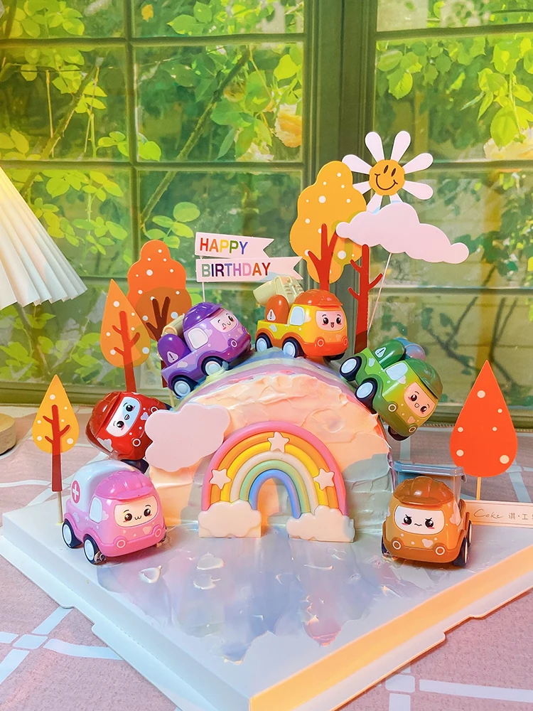 لطيف سيارة صغيرة حافلة كعكة توبر لحفل عيد ميلاد ديكور استحمام الطفل الحب الهدايا صبي طفل لوازم الخبز هدايا الحلوى الهدايا #1