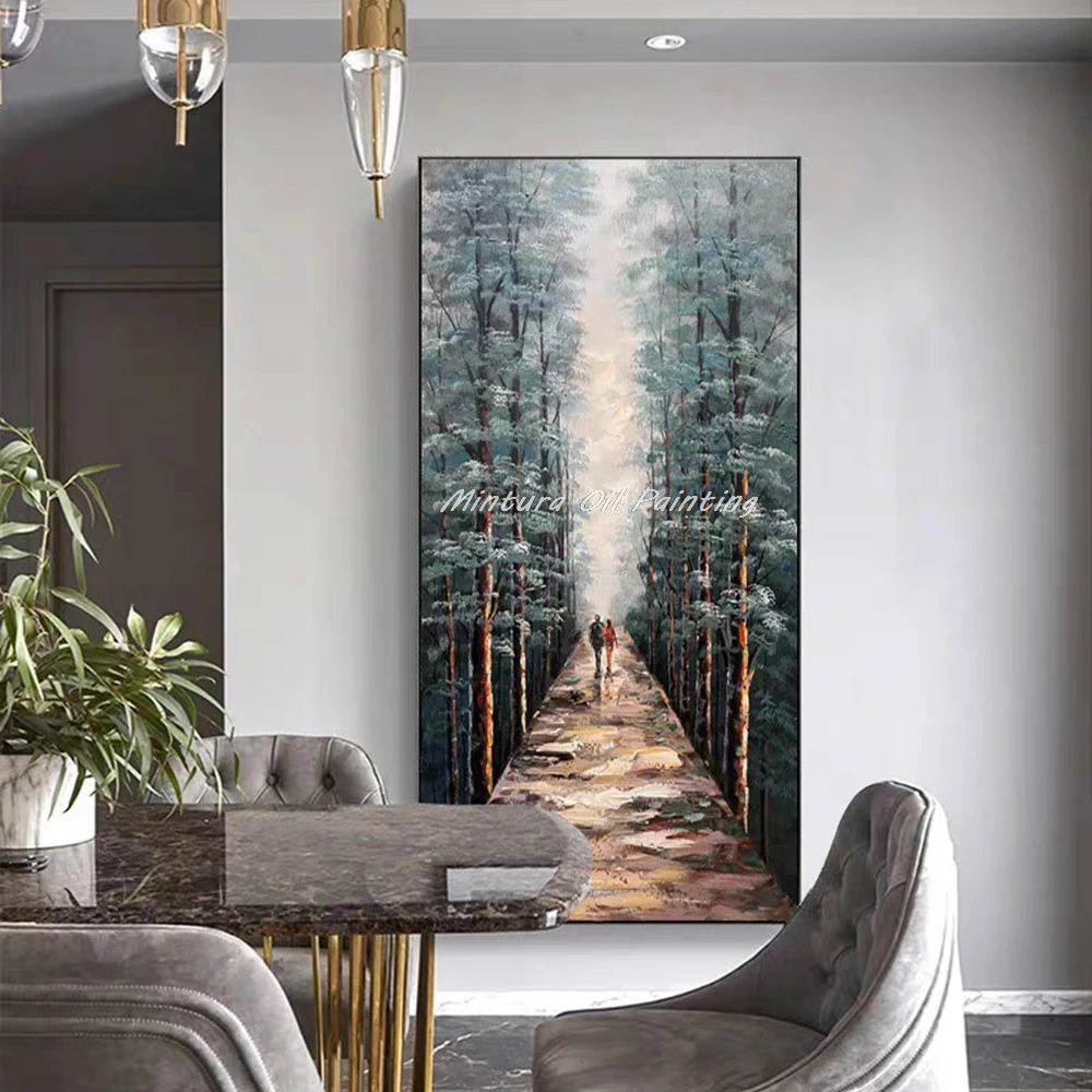 Mintura,Handpainted Forest Oil Paintings on Canvas Abstract Art Poster Modern Home Decor Wall Picture for Living Room Decoration