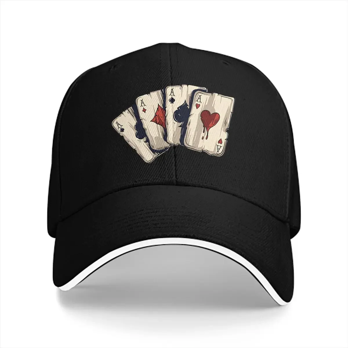 Poker Multicolor Hat Peaked Men's Cap Playing Cards Poker Design Personalized Visor Protection Hats