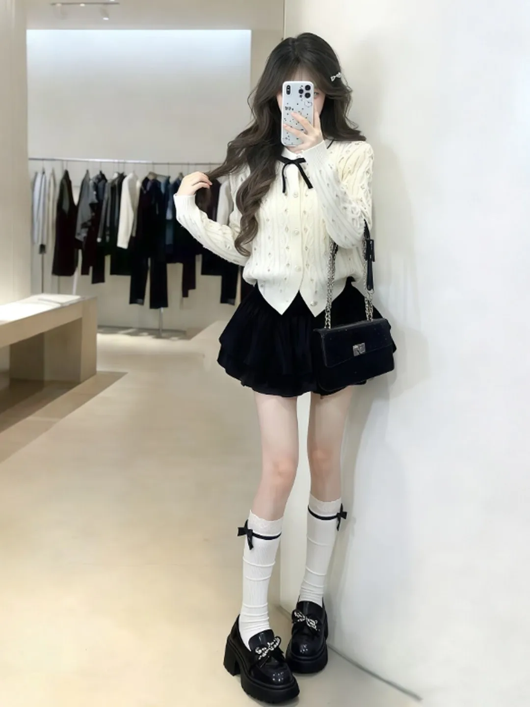 

Korean Sle Beautiful Unique Knitted Top And Puffy Skirt Two Piece Set Anti Aging Whole Set Spring 2026 Faion Women's Ense...