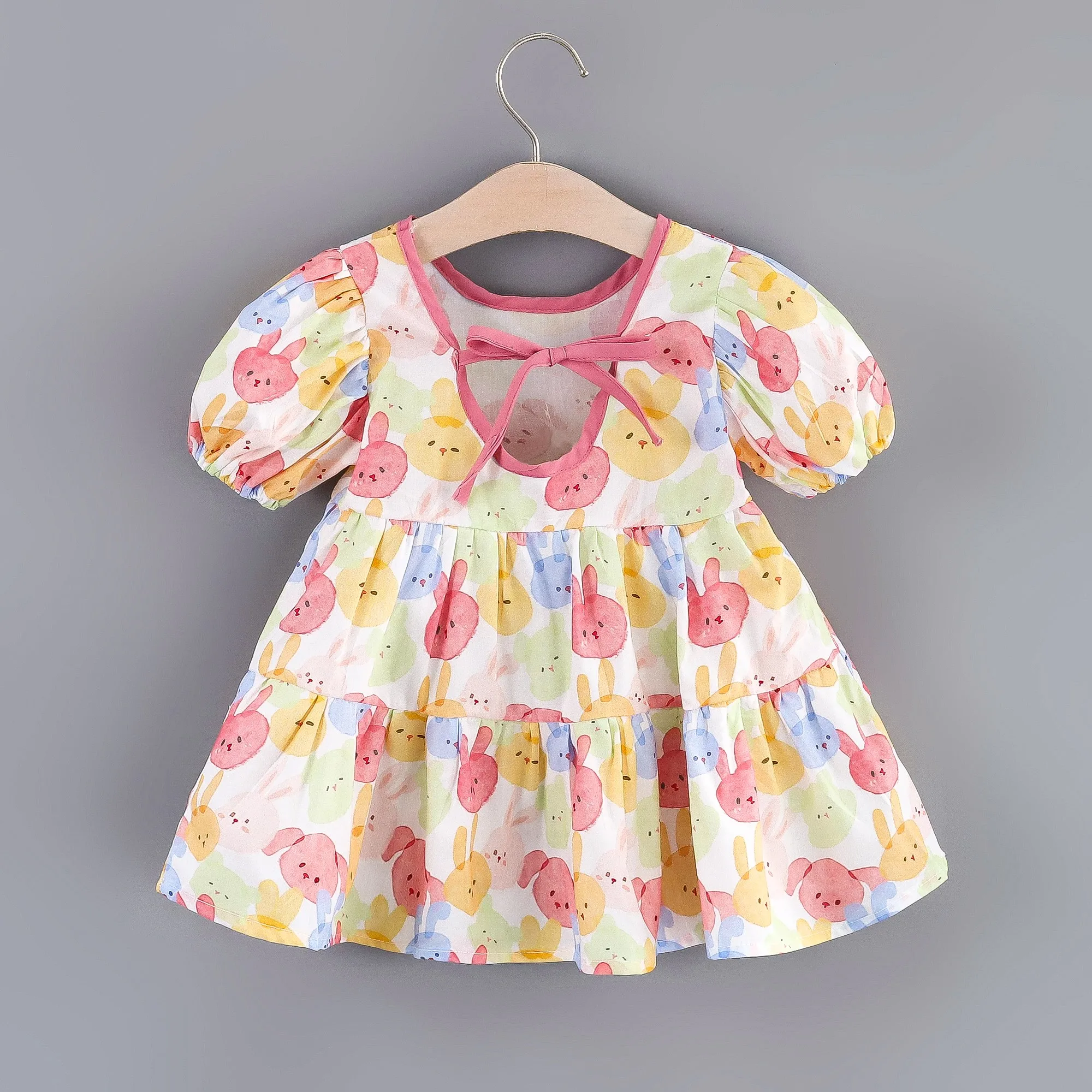 

Baby Dress Kids Clothes Summer Cute Bunny Printed Girl Princess Dress Mesh Wedding Clothes for Baby Girl