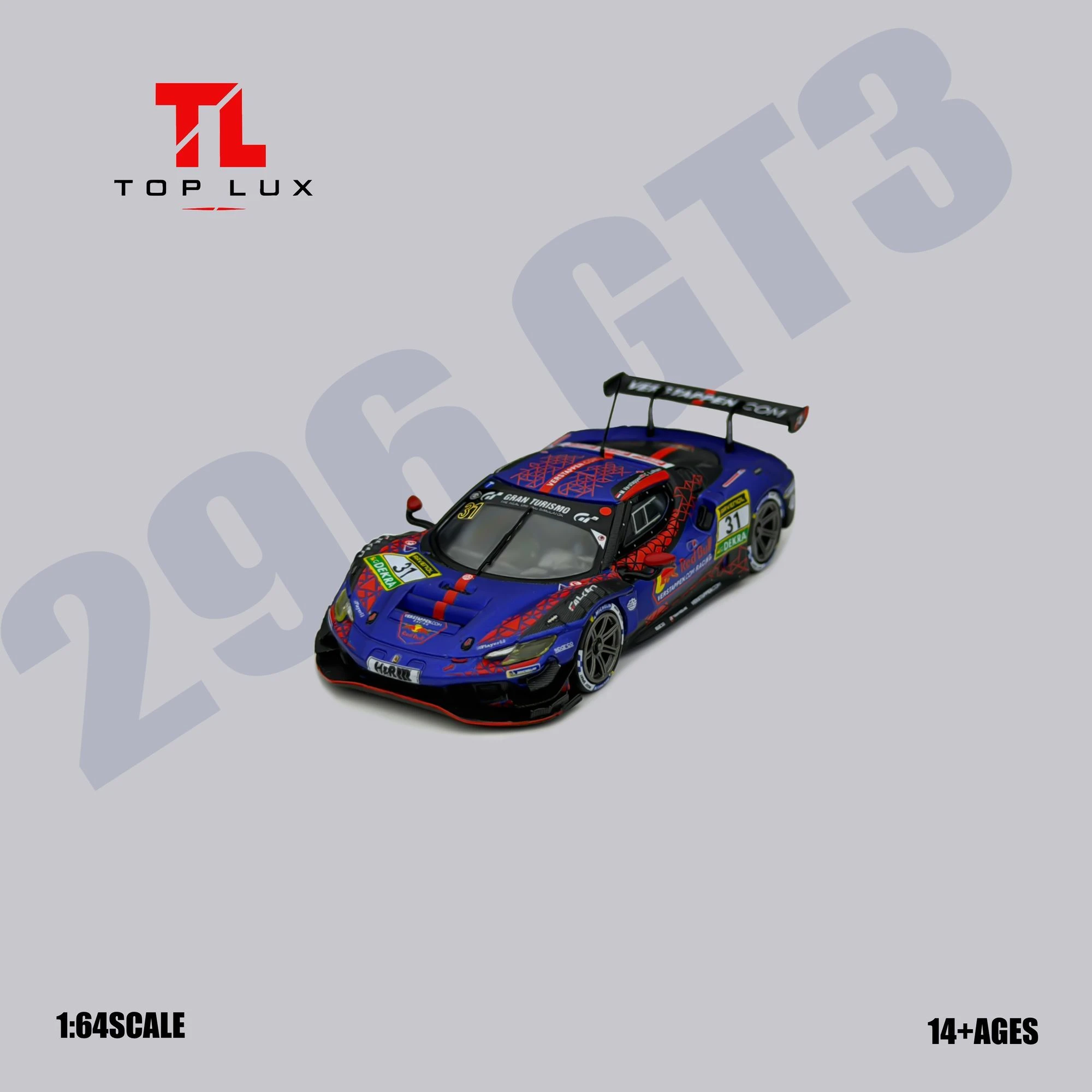 TOP LUX 1:64 Ferrari 296 GT3 No. 31 Driven By Vestapen Aluminum Alloy Die-Cast Car Model Collectible Gift
