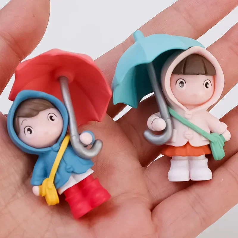 4PCS Cute Umbrella Couple Car Interior Decoration Action Figures Auto Rearview Mirror Dashboard Ornaments for Car Accessories
