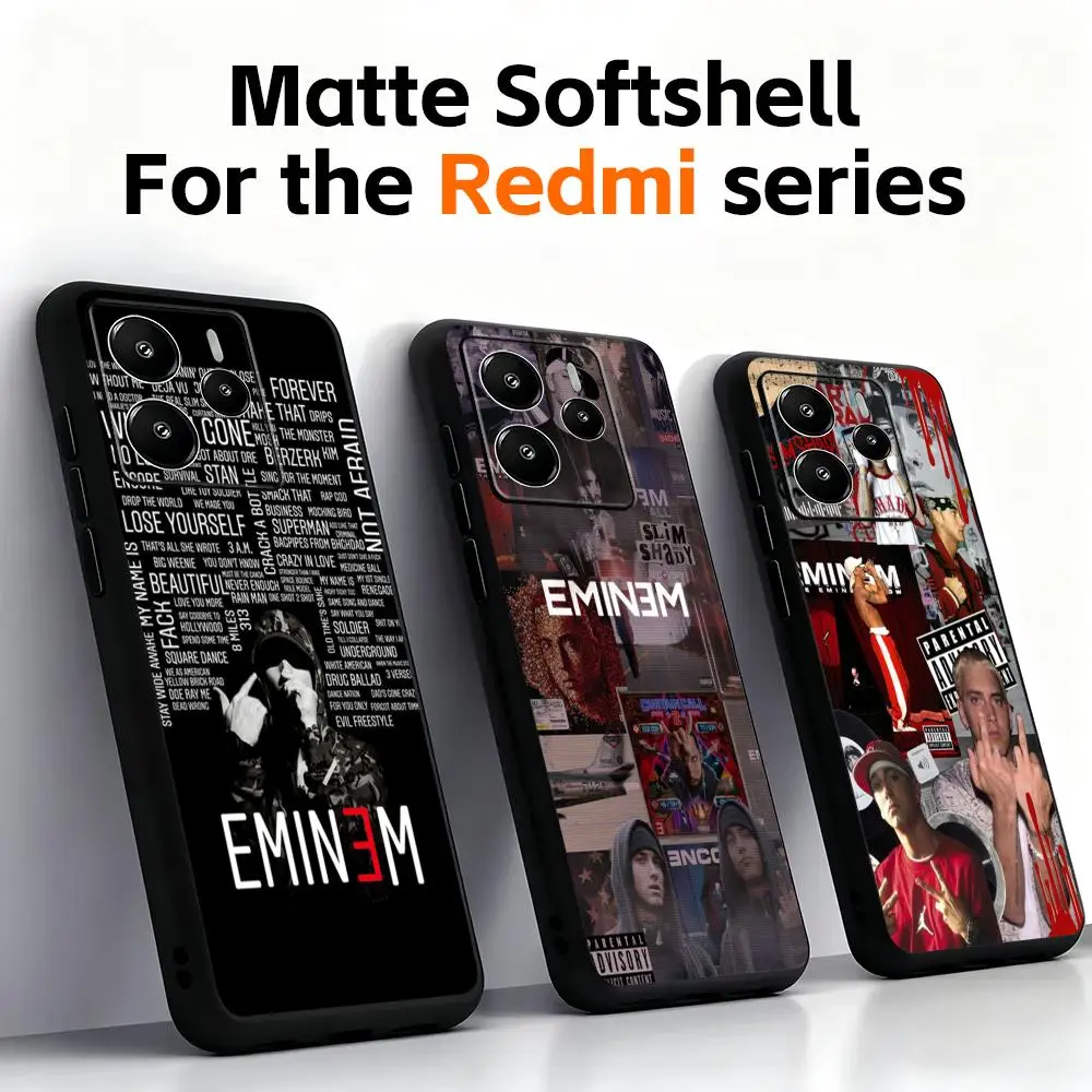 Coque de téléphone E-Emin-emES Rapper Star pour Xiaomi Redmi 14C 13C 12C Note15 14 13 12 11 Pro Plus S, coque de téléphone noire souple