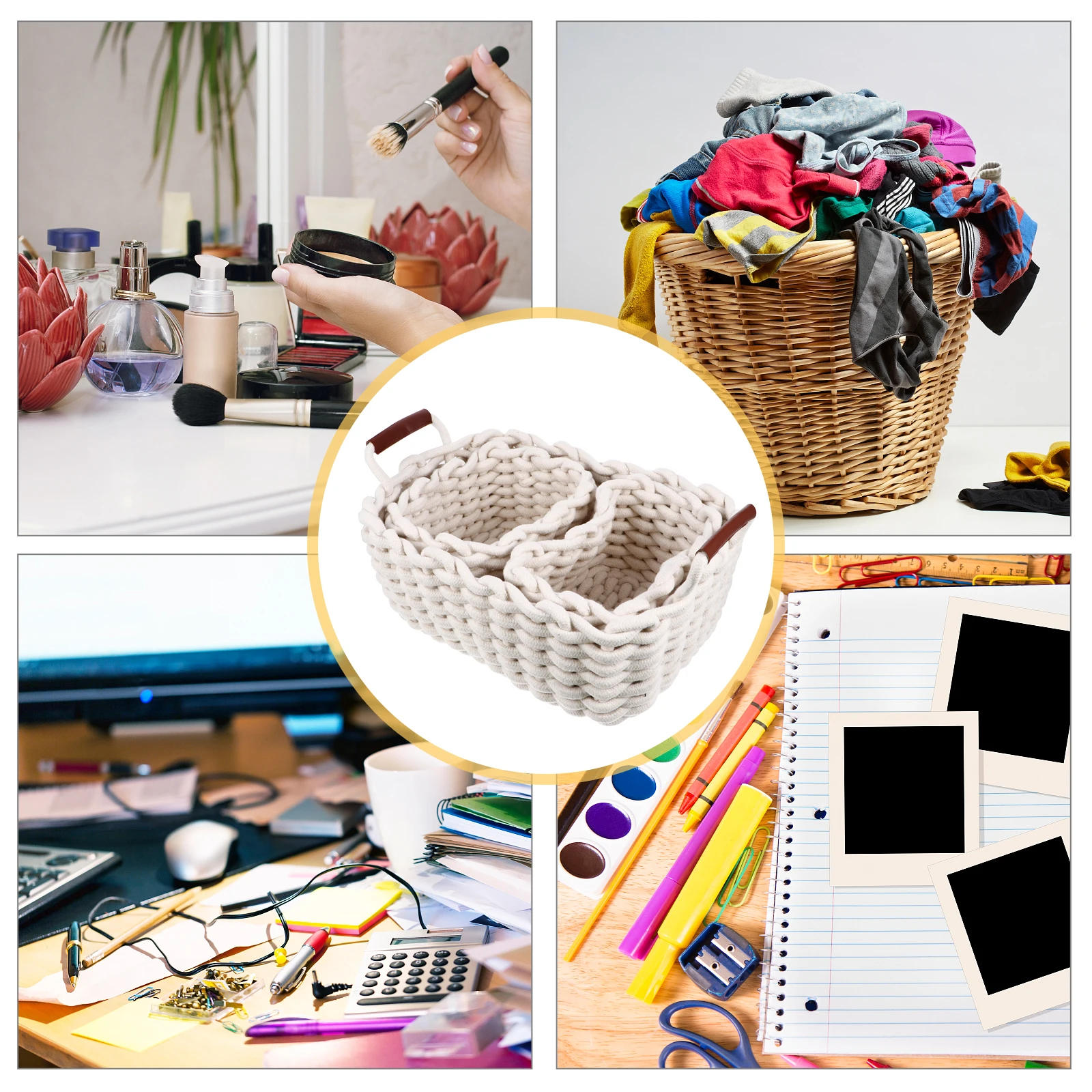 

Woven Basket Storage Box Cotton Rope Baskets Versatile Gift Household Nesting Snack