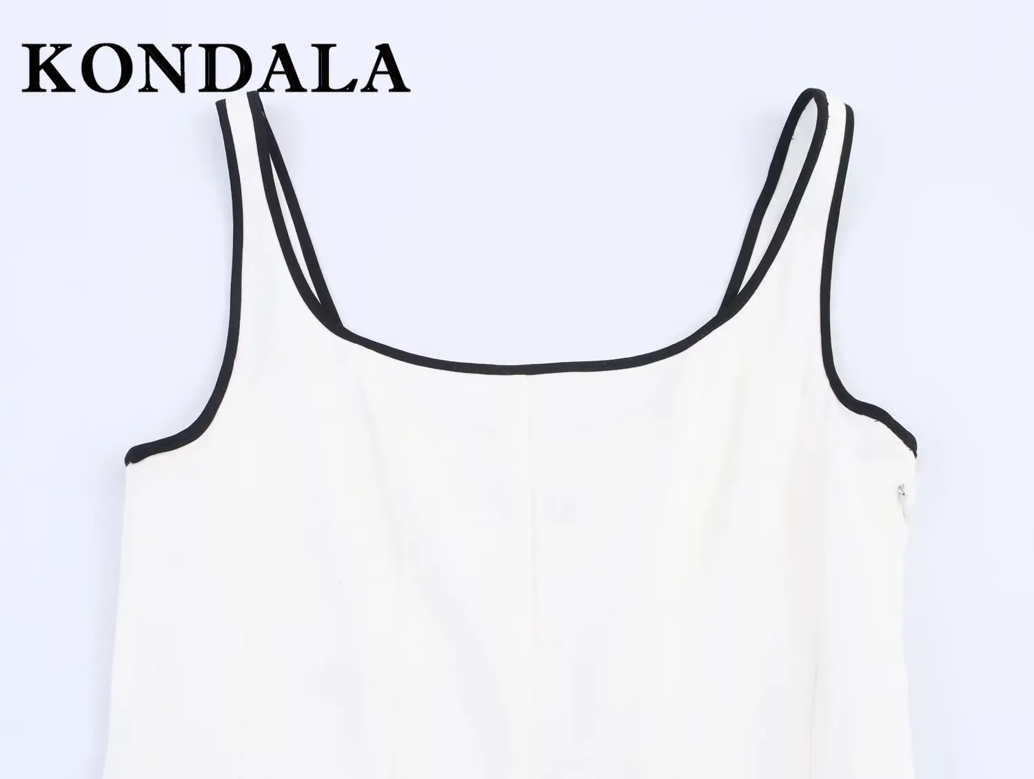 KONDALA Chic Woman Dress Fashion 2025 Summer Mini Sleeveless Holiday Square Collar Dress Pleated Female Party White Vestidos